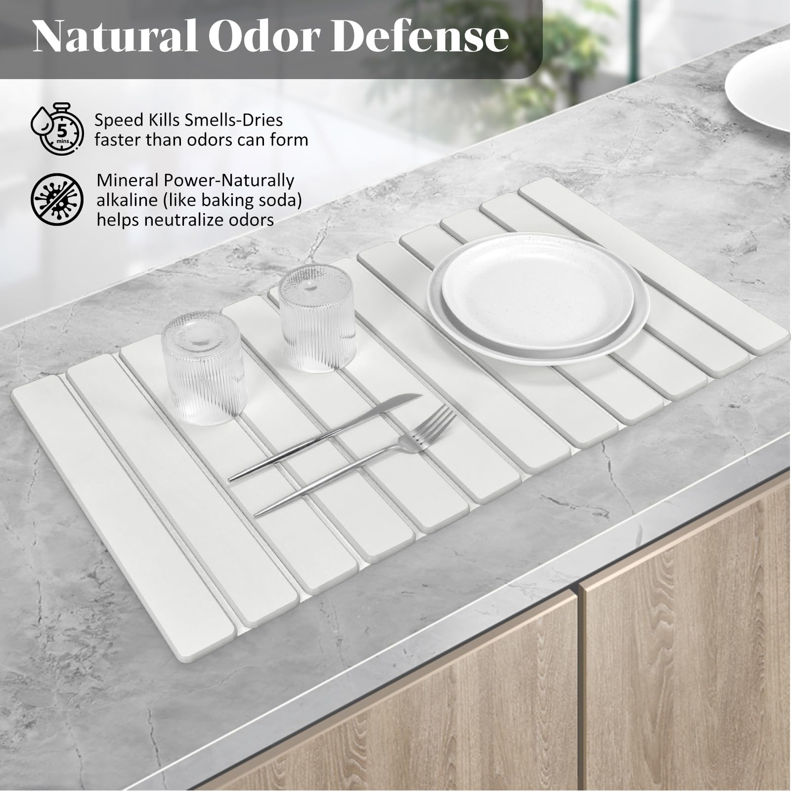 Lprmnnc Extral Large Stone Dish Drying Mat collapsed for drawer storage