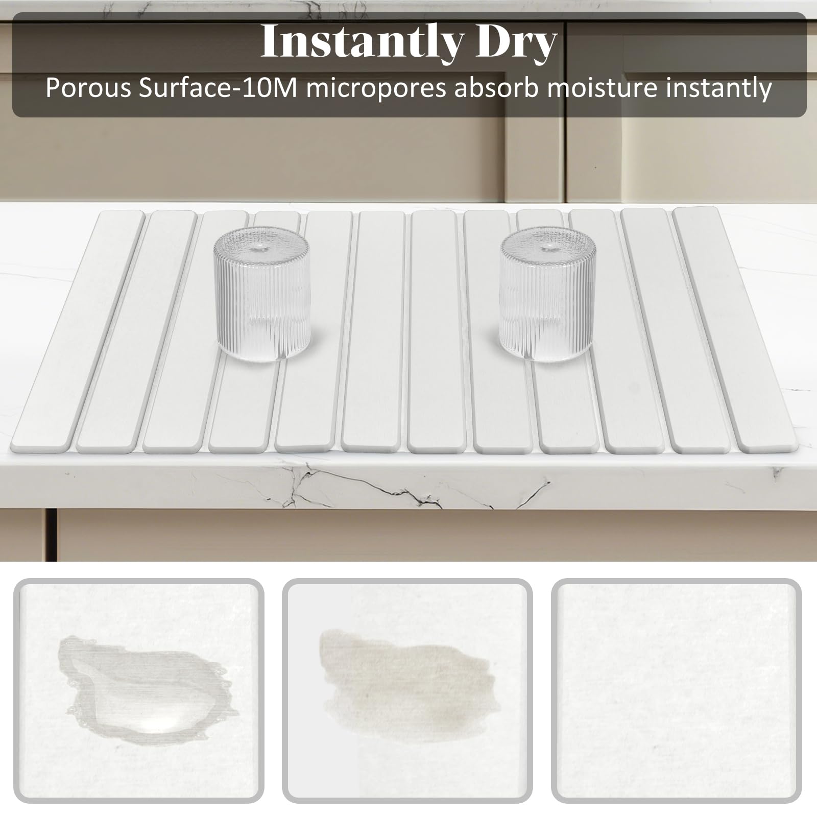 Lprmnnc Extral Large Stone Dish Drying Mat unfolded to reveal ample workspace