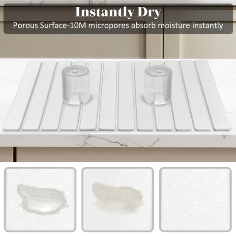 Lprmnnc Extral Large Stone Dish Drying Mat unfolded to reveal ample workspace
