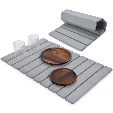 Lprmnnc grey stone dish drying mat 24x16 absorbs moisture quickly for a dry counter.