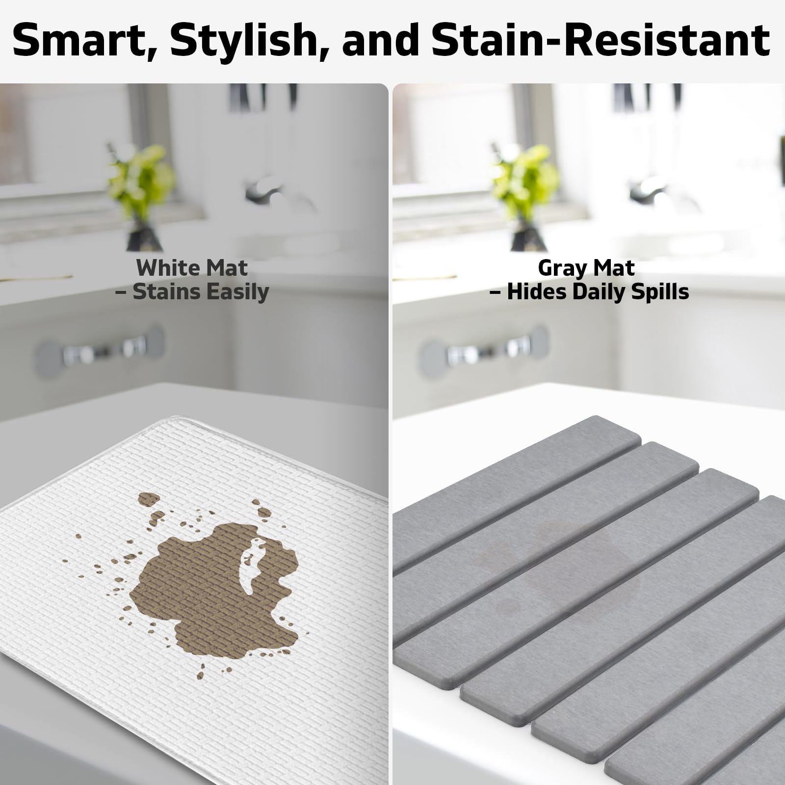 Lprmnnc stone drying mat protects countertops from damp dishes and spills.
