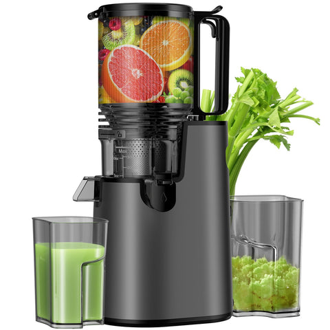 LQZ Cold Press Juicer front view in black, compact kitchen-friendly design.