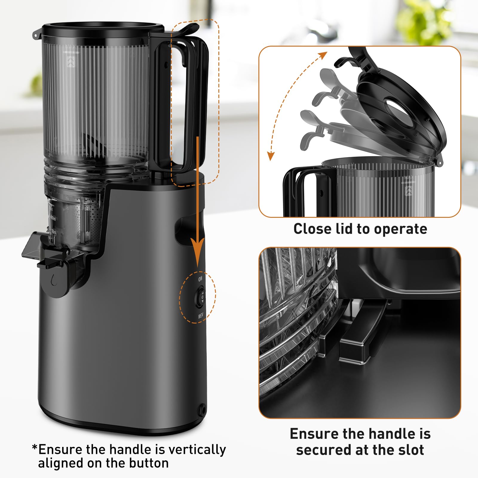LQZ Juicer in a modern kitchen setup, space-saving design for countertops.