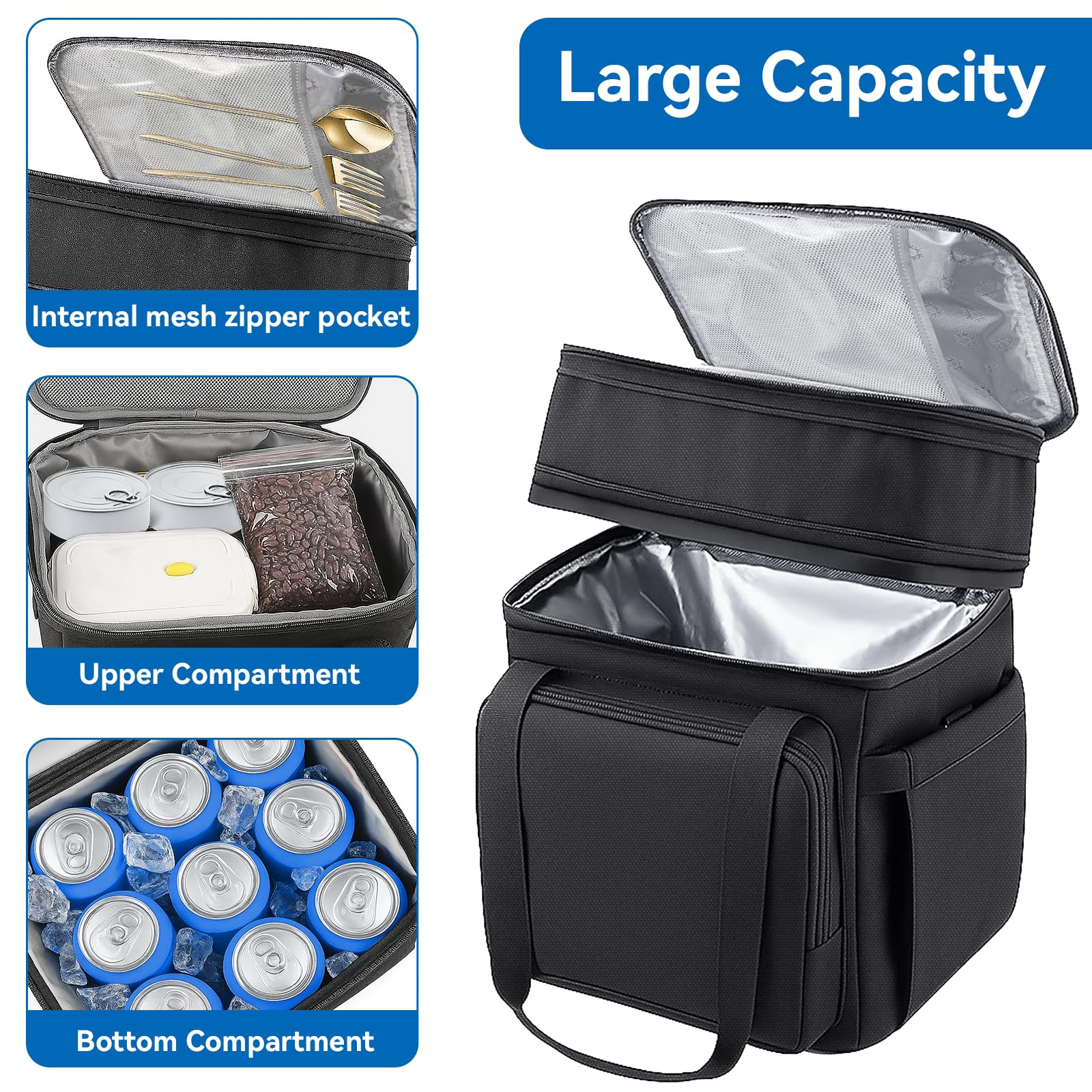 LRCXL lunchbox double-deck design keeps snacks organized for busy days