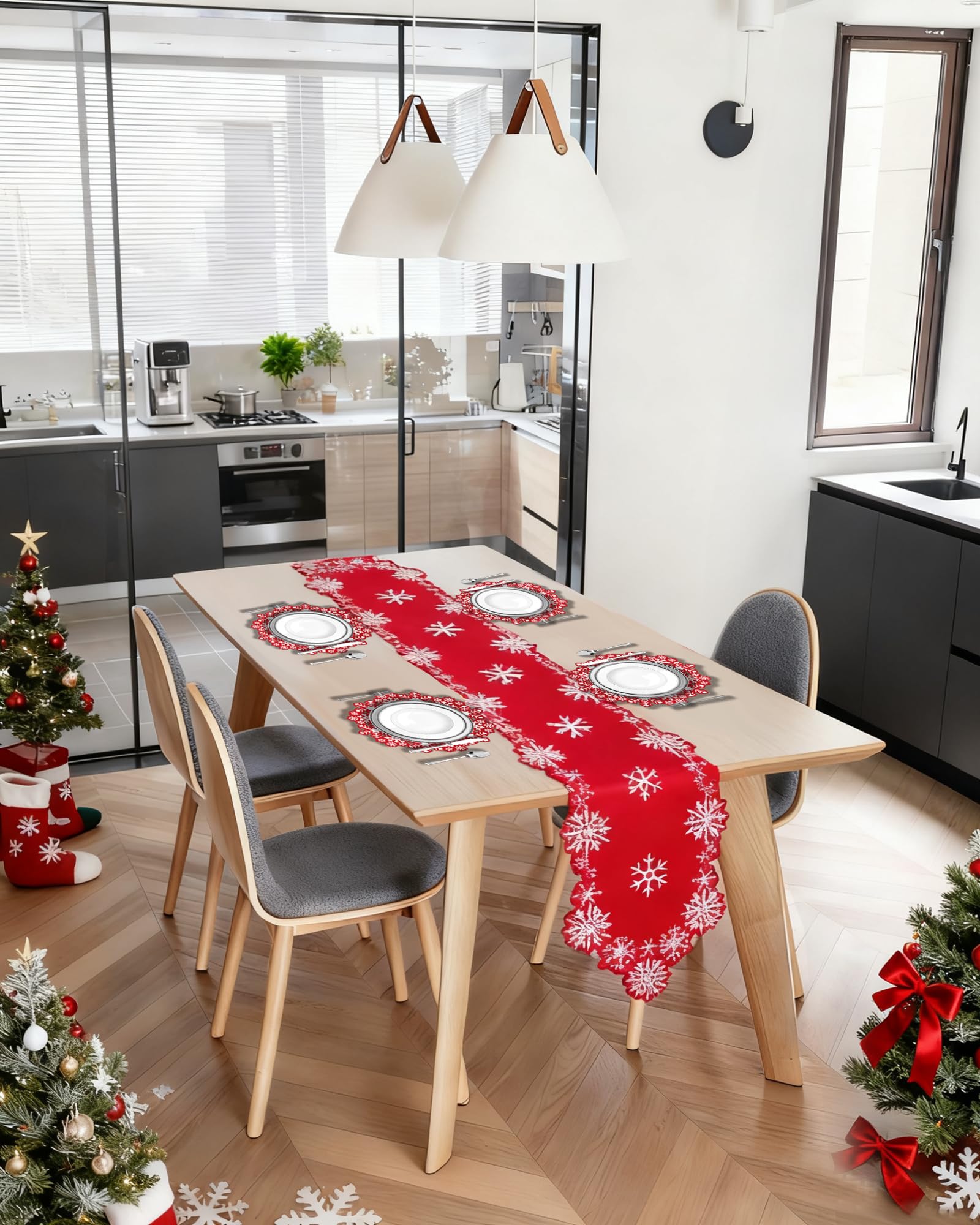 LRDOVIS dining-table setup styled with runner for festive table