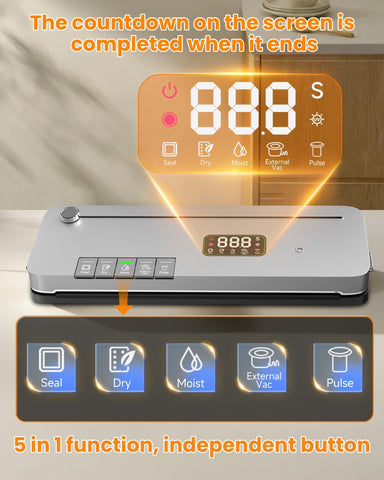 LSA Apparel vacuum sealer showing 75kPa suction for airtight preservation