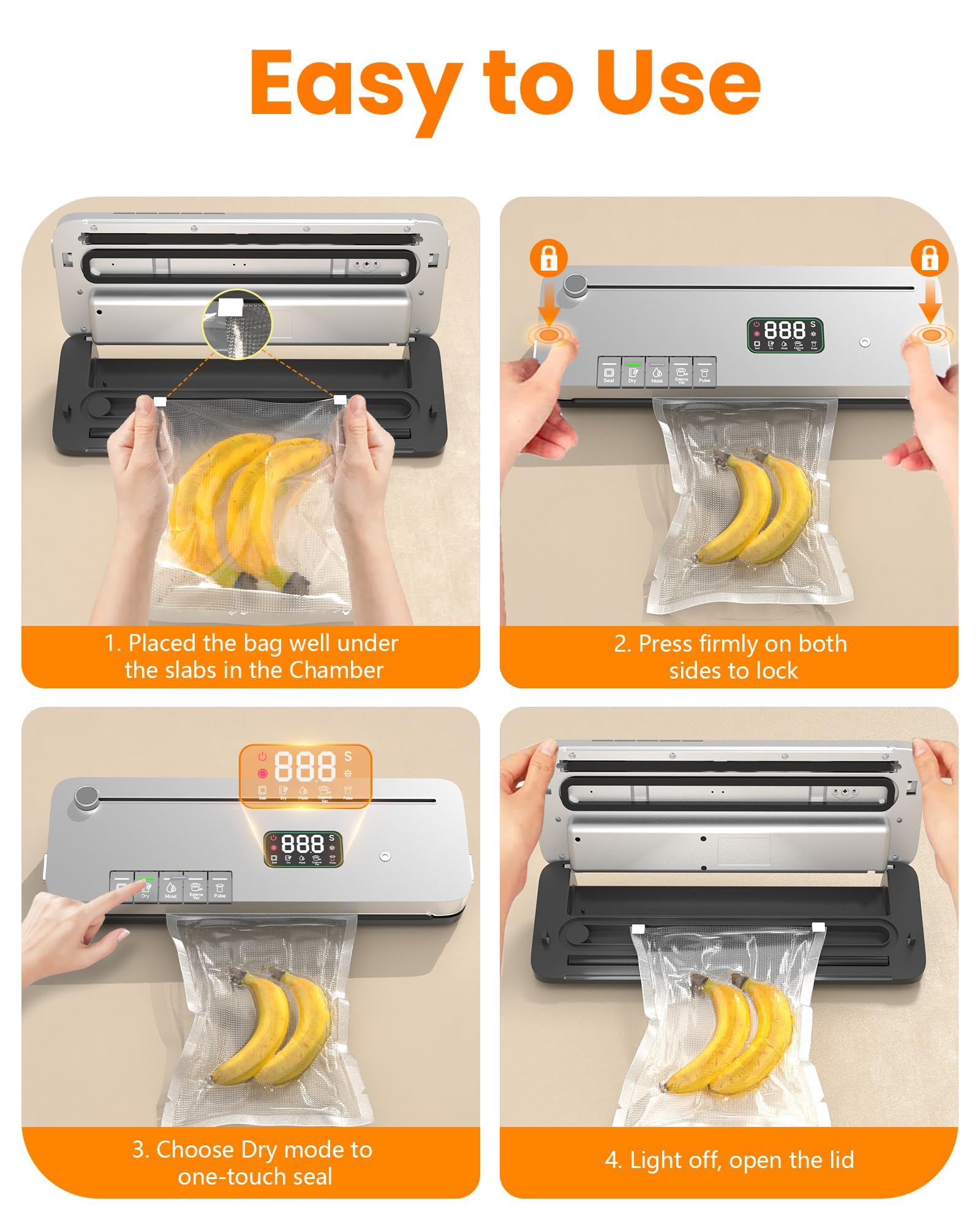 LSA Apparel vacuum sealer with external cutter for custom bag sizes