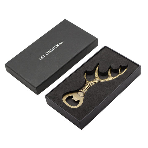 LSJ ORIGINAL heavy-duty zinc alloy deer antler bottle opener for daily use