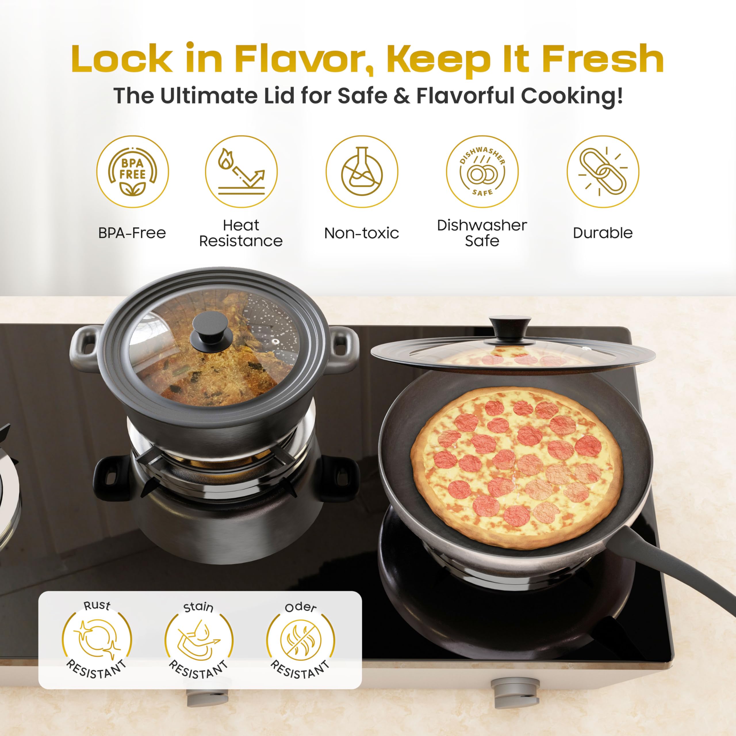 LSR LORESO clear lid lets you monitor simmering without lifting.