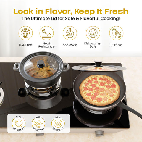 LSR LORESO clear lid lets you monitor simmering without lifting.