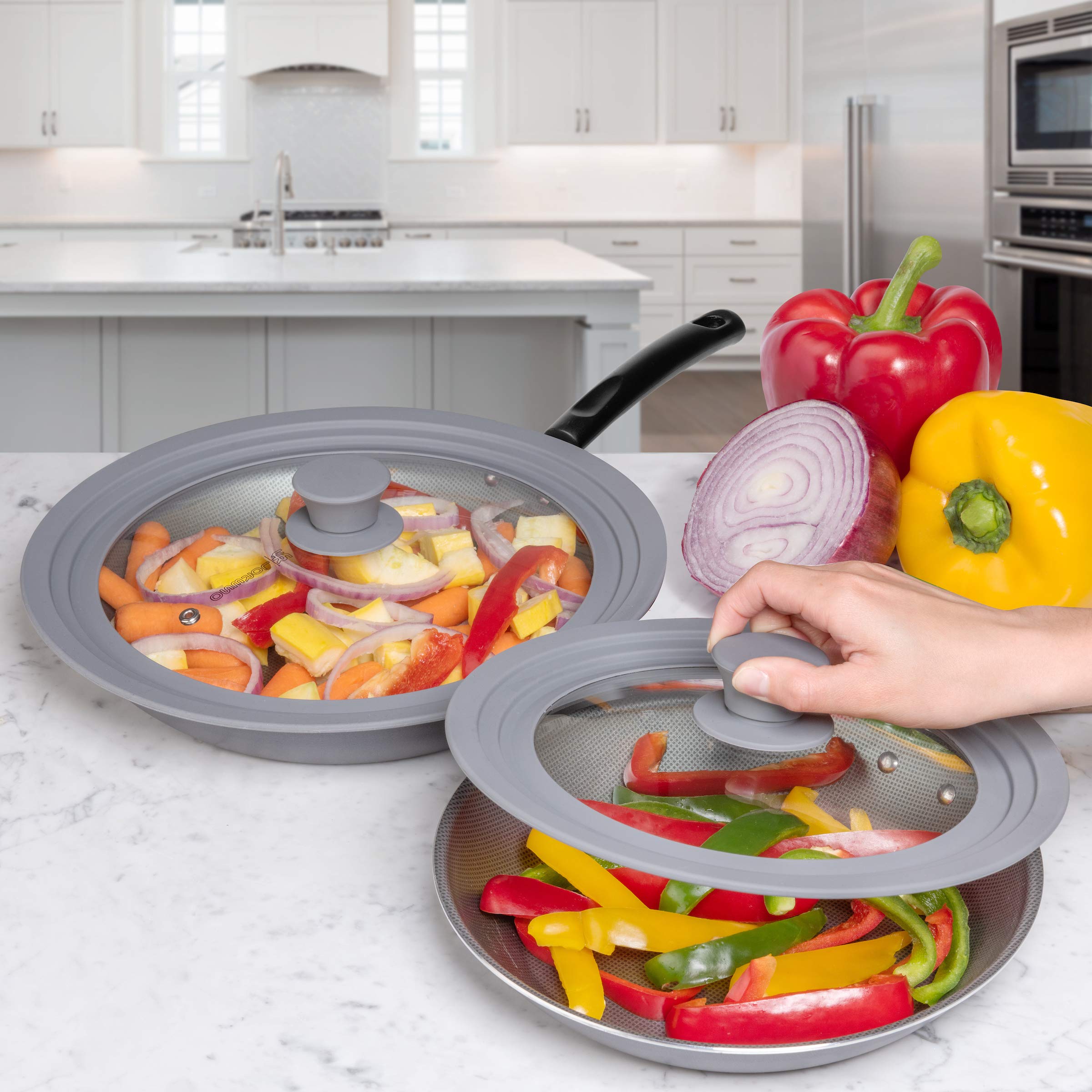 LSR LORESO lids withstand up to 428°F for high-heat cooking.
