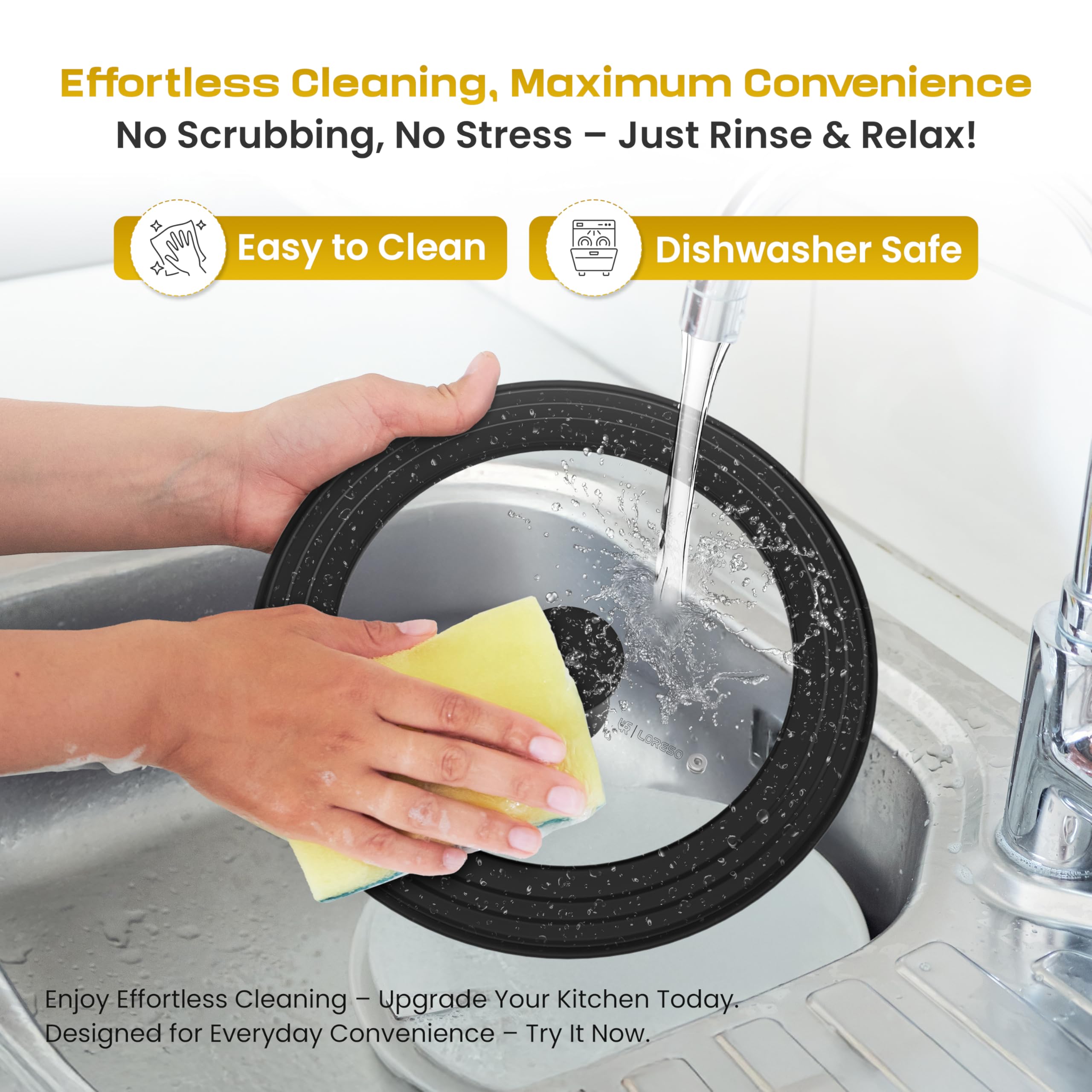 LSR Loreso universal lid coverage suits a wide range of pots and pans.