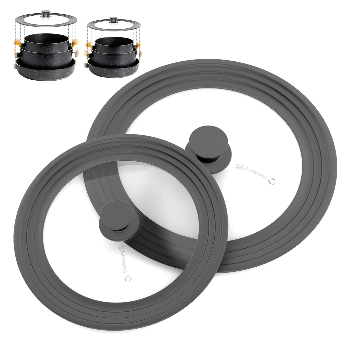 LSR LORESO universal pan lid in grey auto-sizes to 7.5–11.5 inches.
