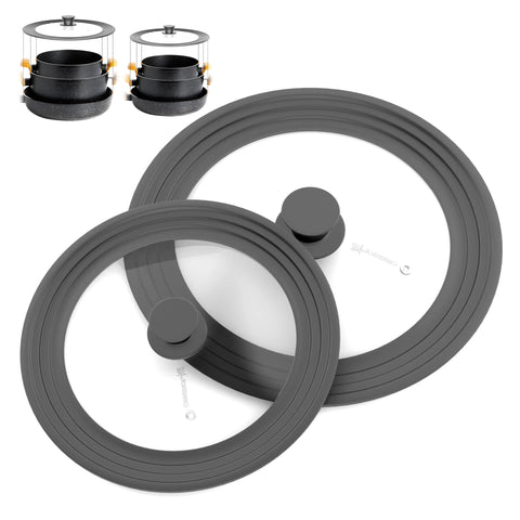 LSR LORESO universal pan lid in grey auto-sizes to 7.5–11.5 inches.