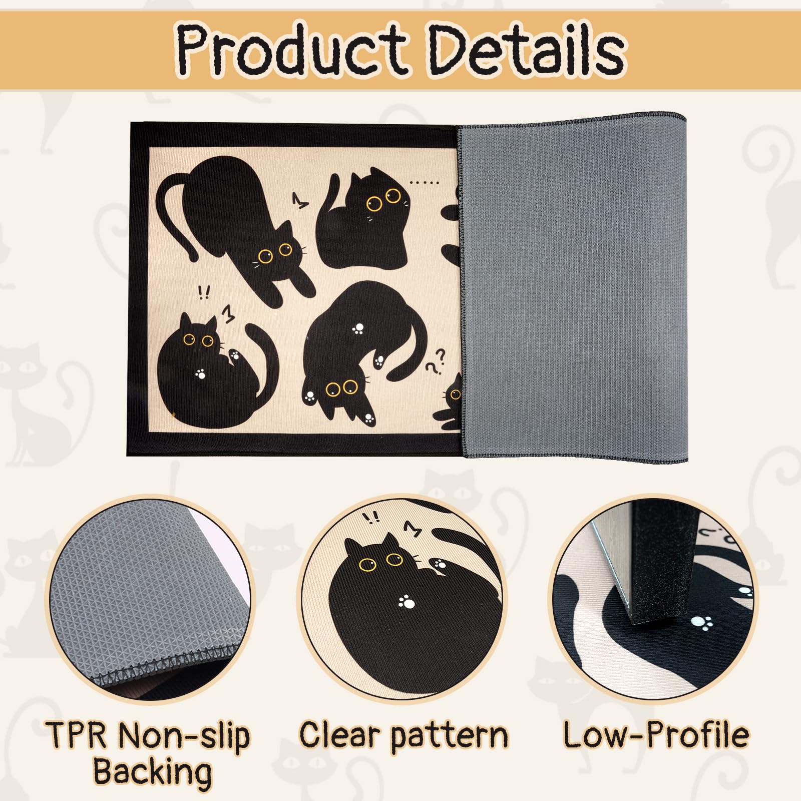 LSYDCARM black cat mat measures 59x19 inches for wide fit.