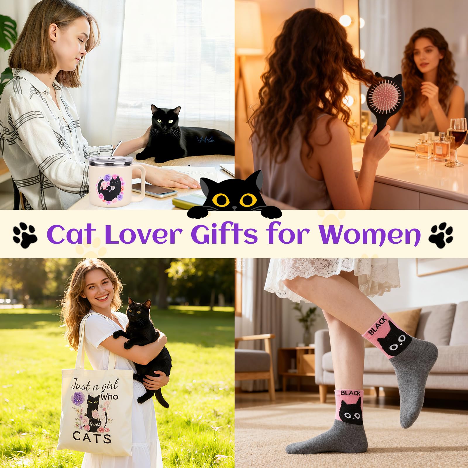 LSYDCARM cat socks trio featuring playful cat designs