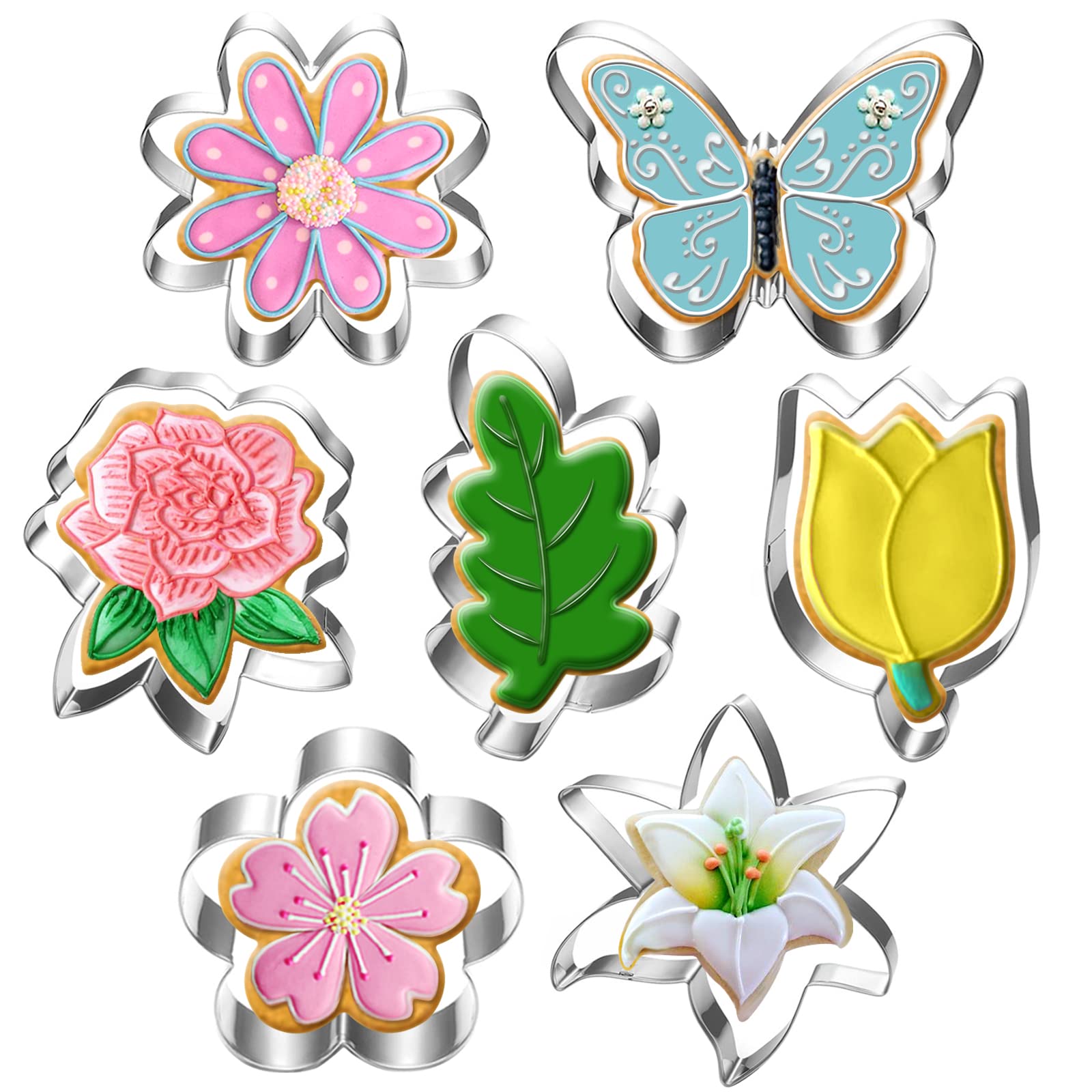 LUBTOSMN flower cutters daisy shape for detailed spring cookies