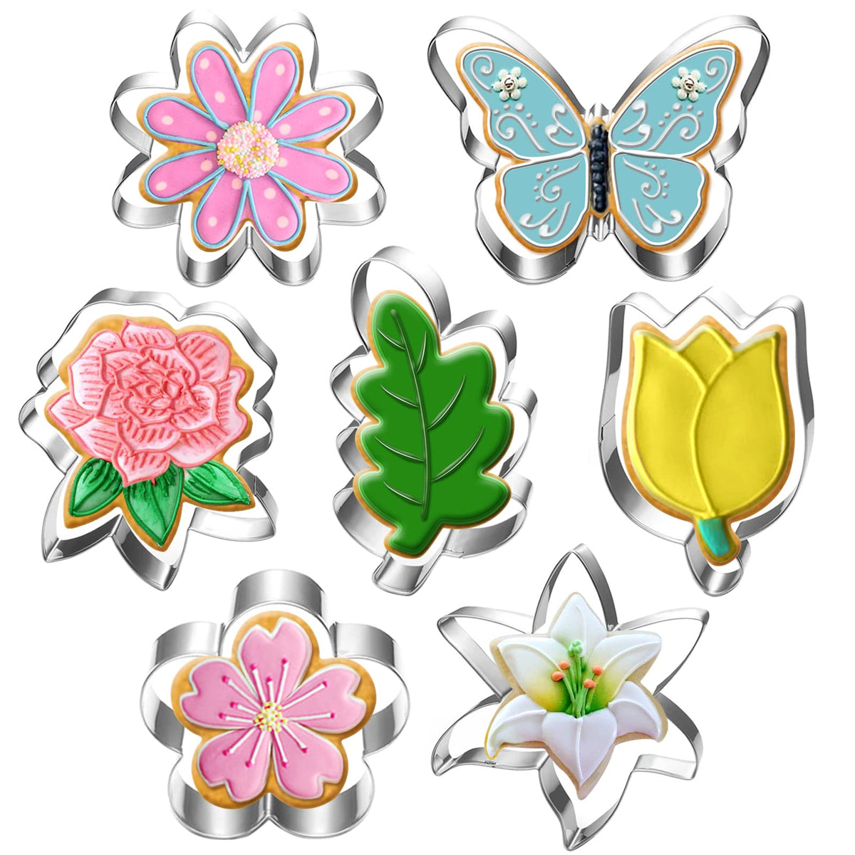 LUBTOSMN flower cutters daisy shape for detailed spring cookies