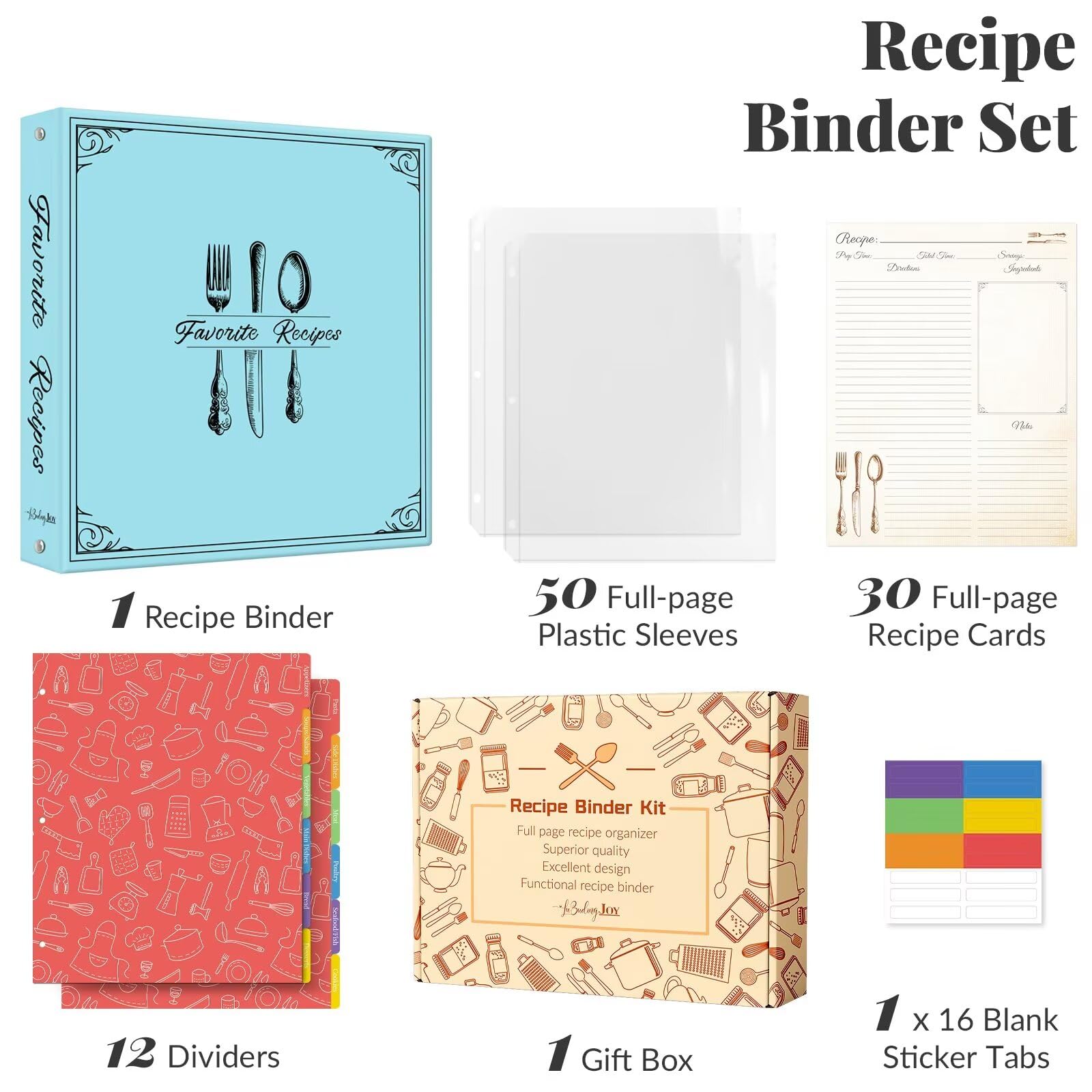 LuBudingJoy binder open showing 3-ring system for easy page access.