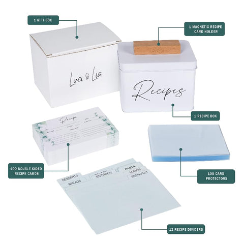 Luci & Lia 100 recipe cards ready for jotting and sharing.