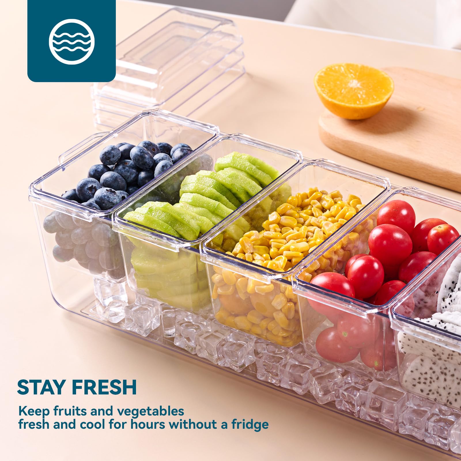 Luckore lid doubles as storage container for versatile serving.