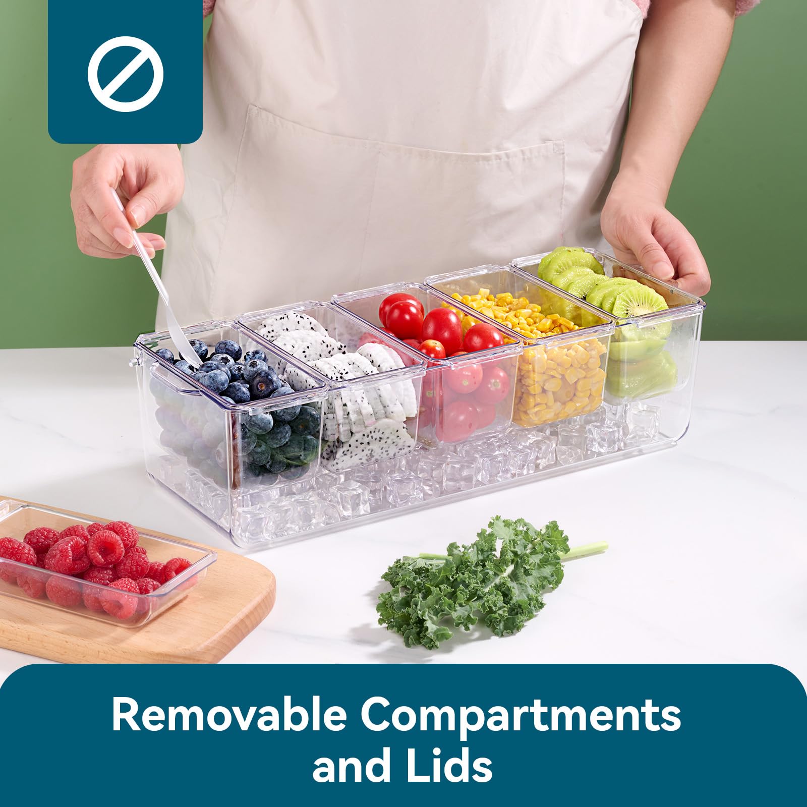 Luckore PET material transparent tray for fruits, vegetables, and garnishes.
