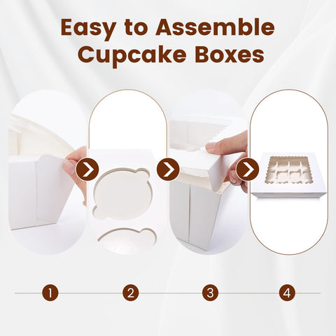 Luck.WH white cupcake box folds flat for easy storage