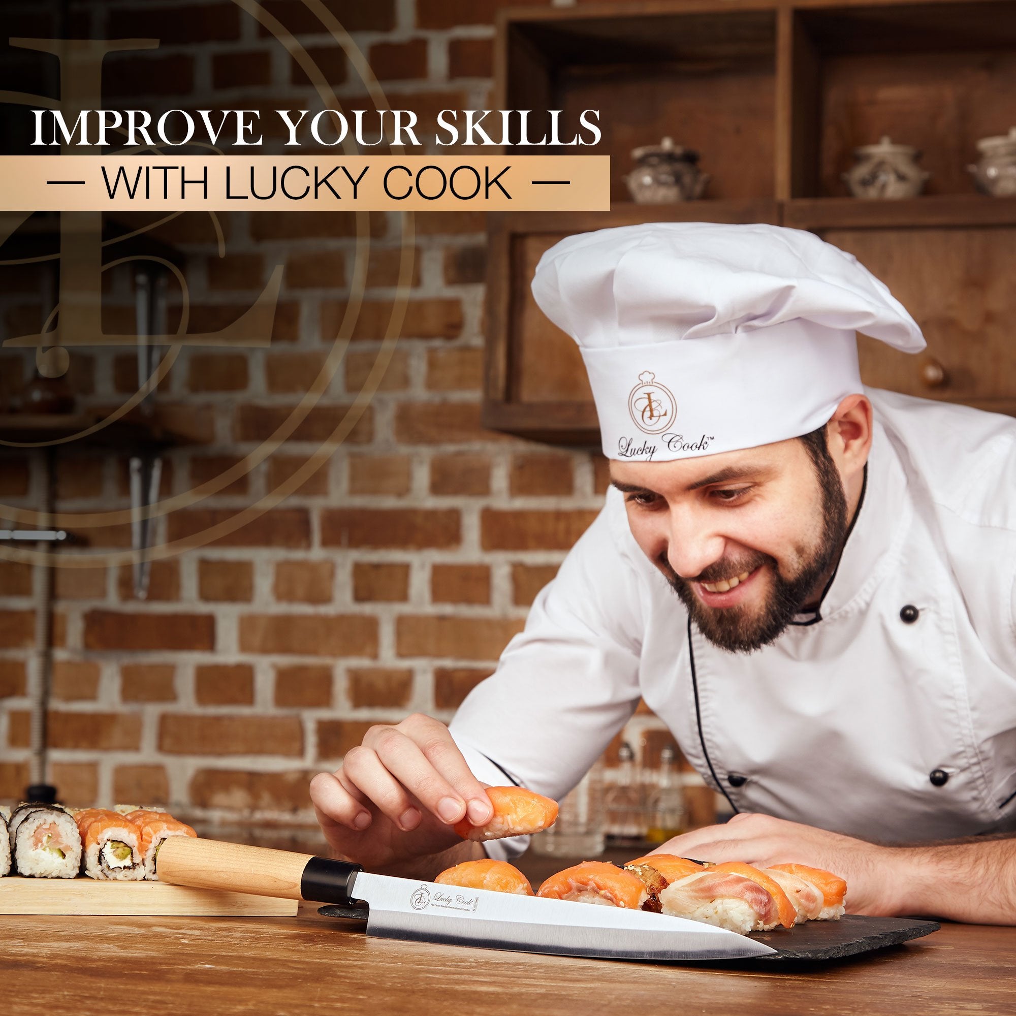Lucky Cook pakkawood handle delivers balanced control for fatigue-free slicing