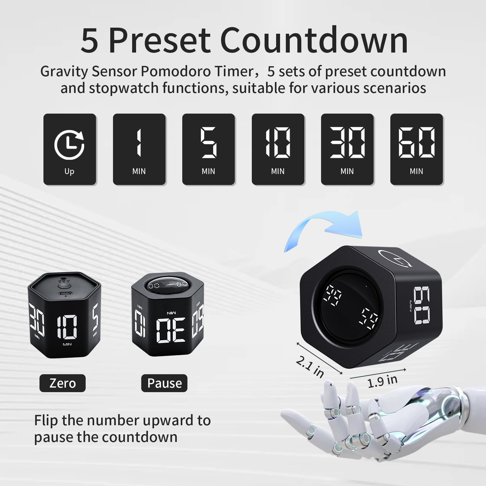 LUCKY TIME 1-minute preset timer for fast Pomodoro cycles
