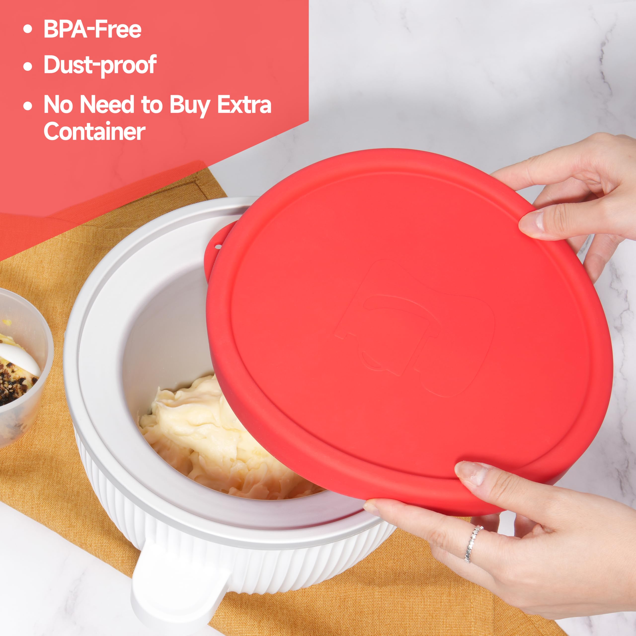 LUVCOSY lid keeps ice cream fresh in freezer—no transfer needed
