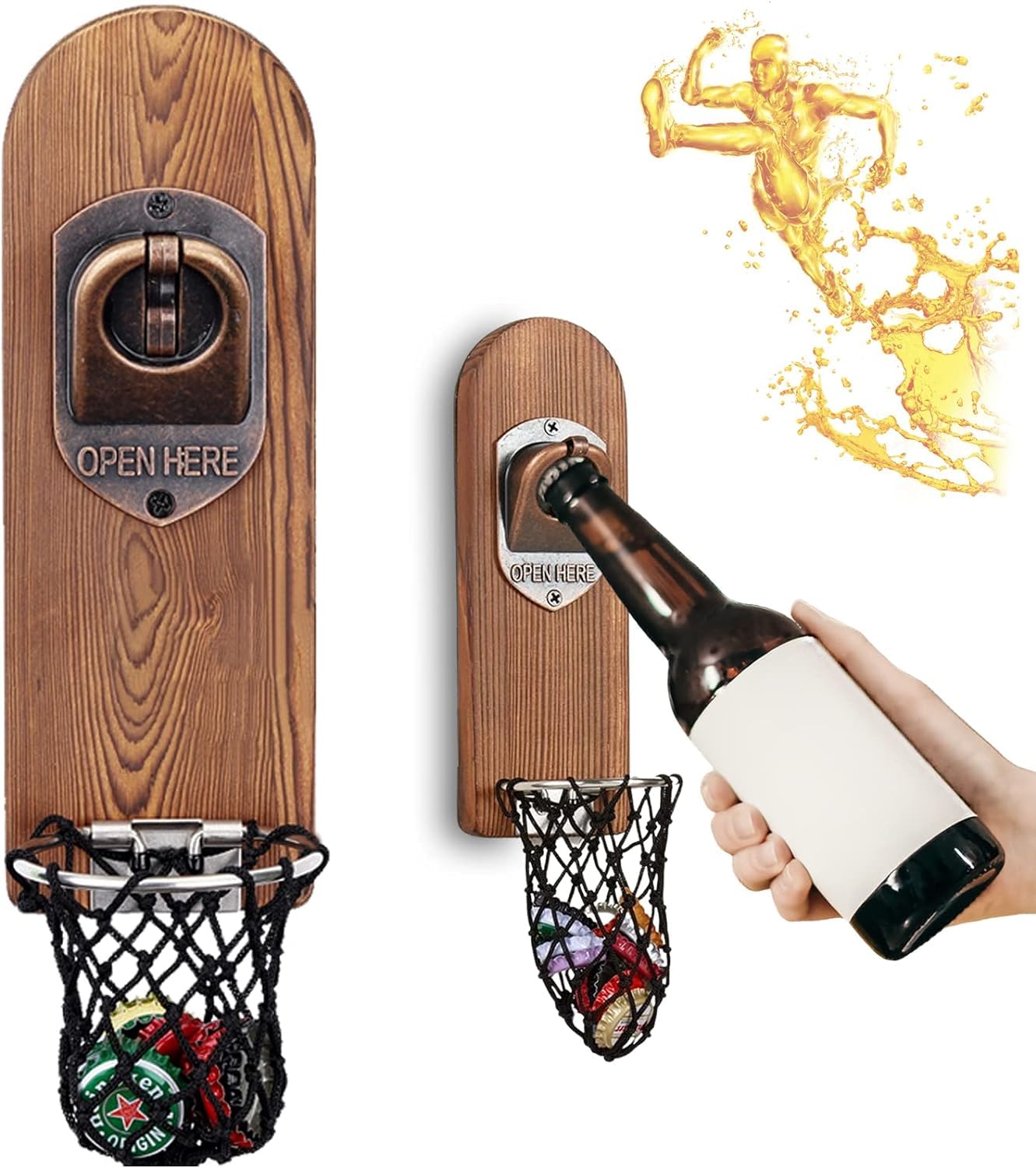 LUCYLANKER beer bottle opener wall mounted for convenient one-handed opening.