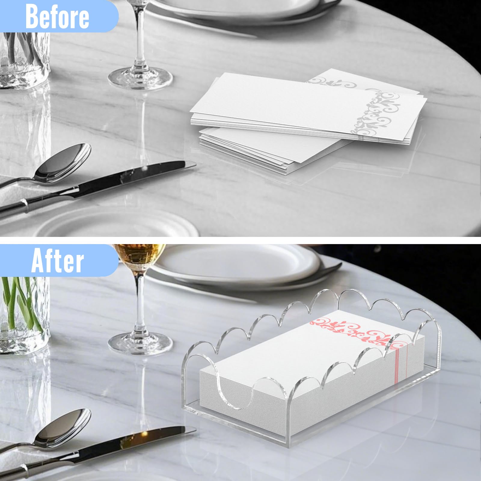 LUGUNU clear acrylic napkin holder in hotel dining area for easy napkin access