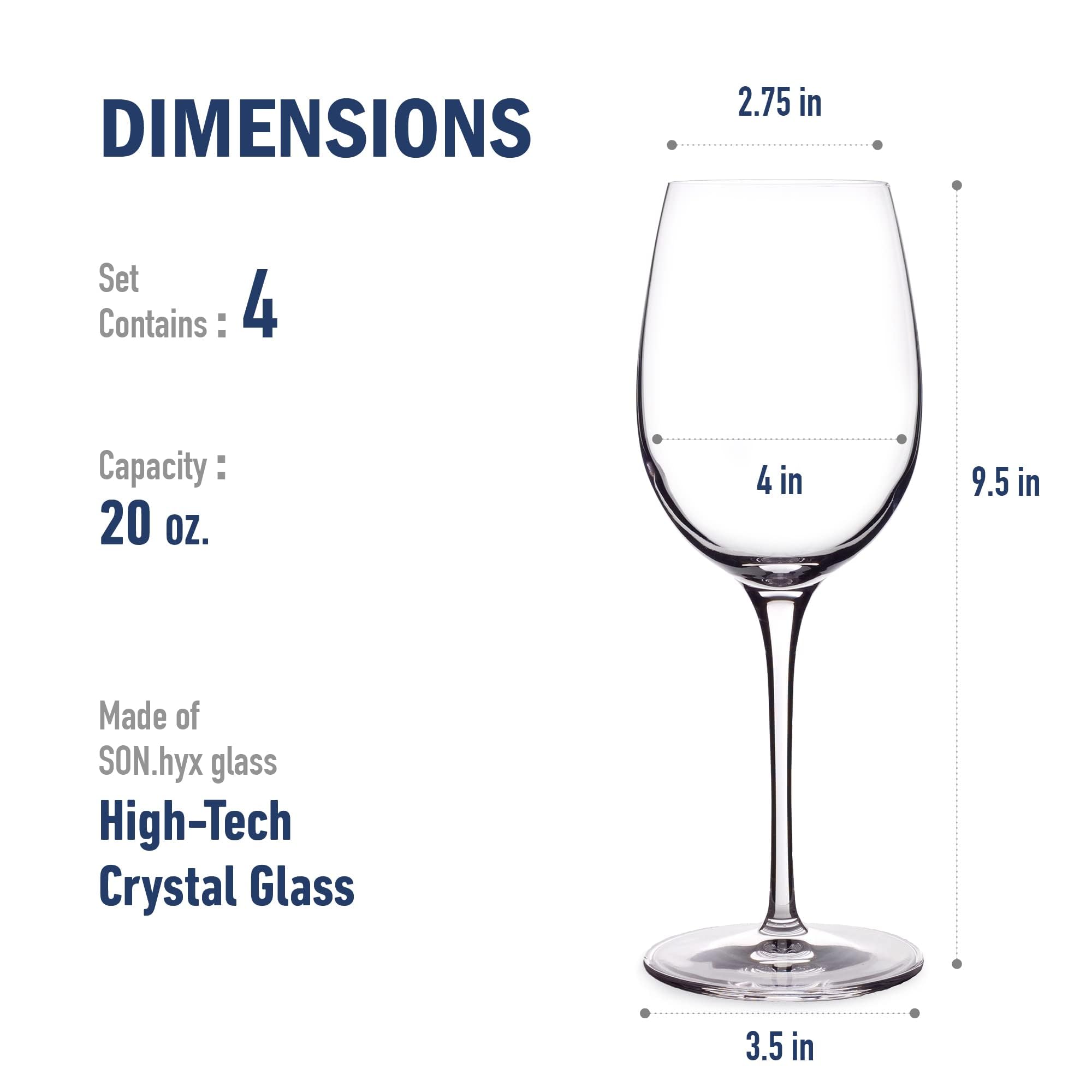 Luigi Bormioli Crescendo Bordeaux glass 20 oz with titanium reinforced stem for durability.