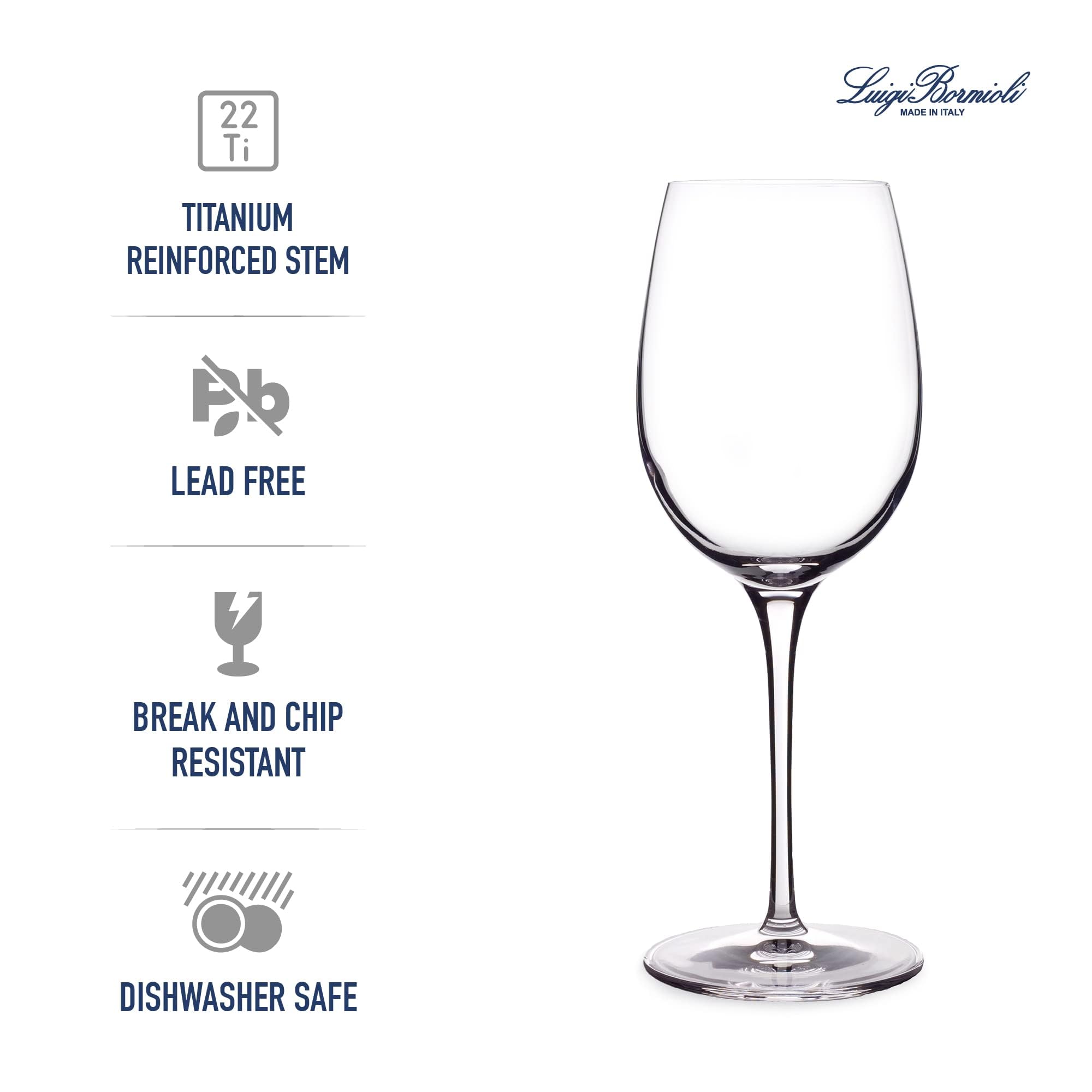 Luigi Bormioli Crescendo Bordeaux glass featuring laser-cut rim for precise sipping.