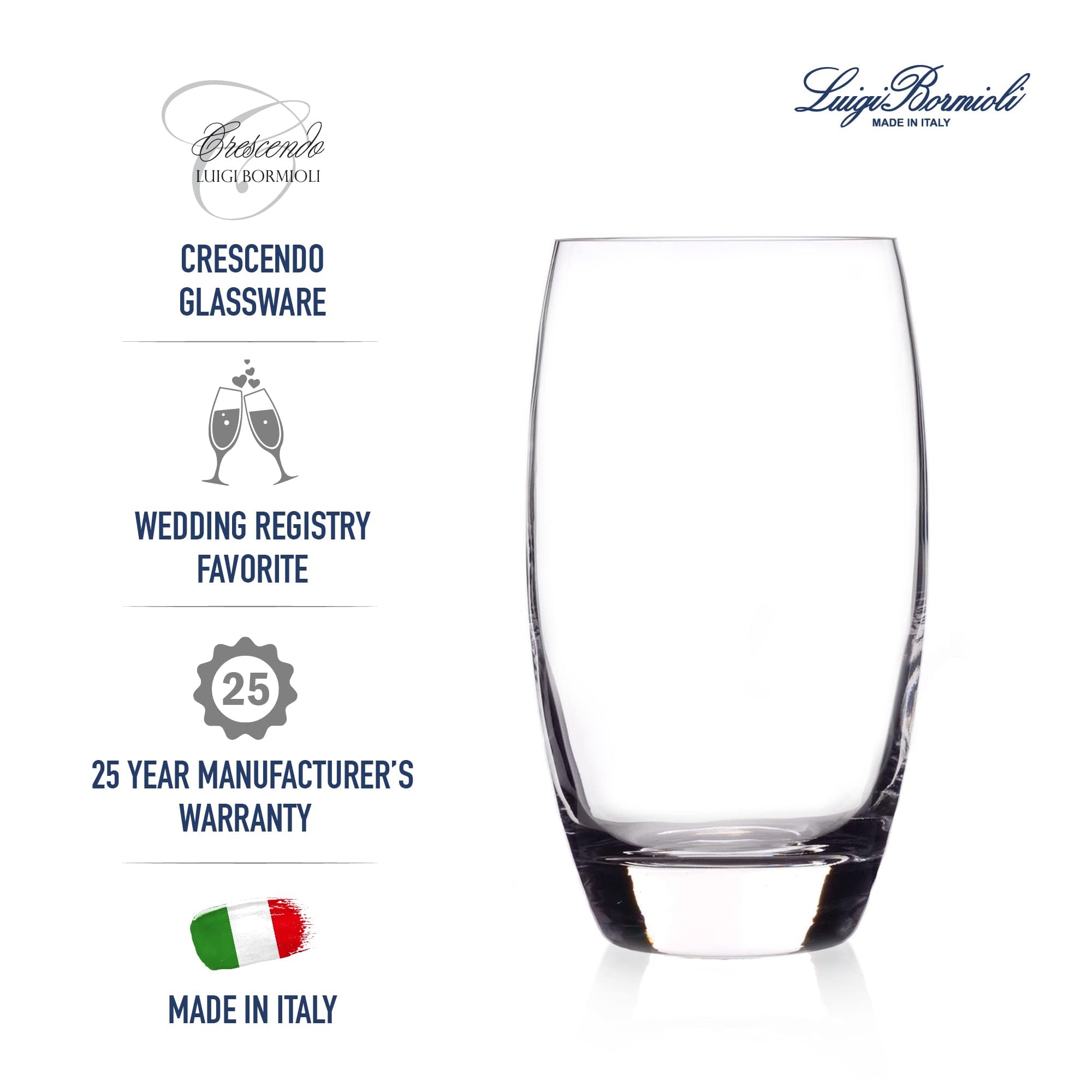 Luigi Bormioli Crescendo laser-cut rim adds refined edge