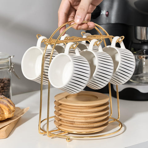 LUKA coffee cups and saucers delivering a classic pattern and timeless style.