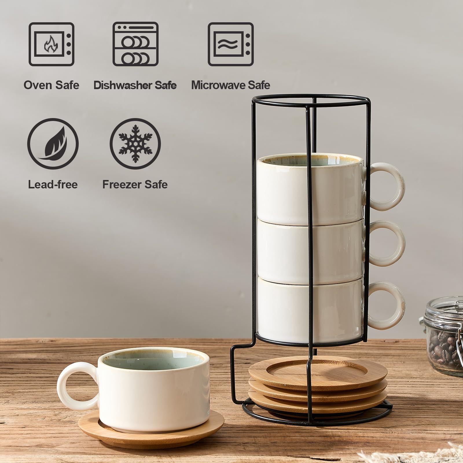 LUKA porcelain cups are lead and cadmium free for safe serving.