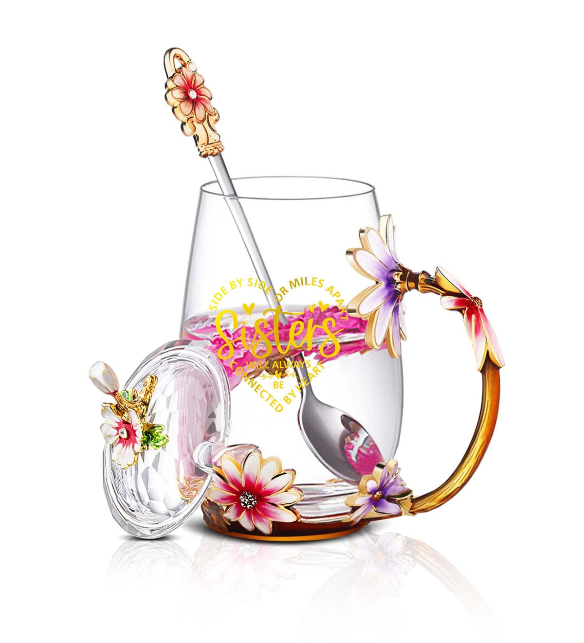 Luka Tech Sisters Gifts mug with butterfly and daisy 3D design, ideal for gifting.