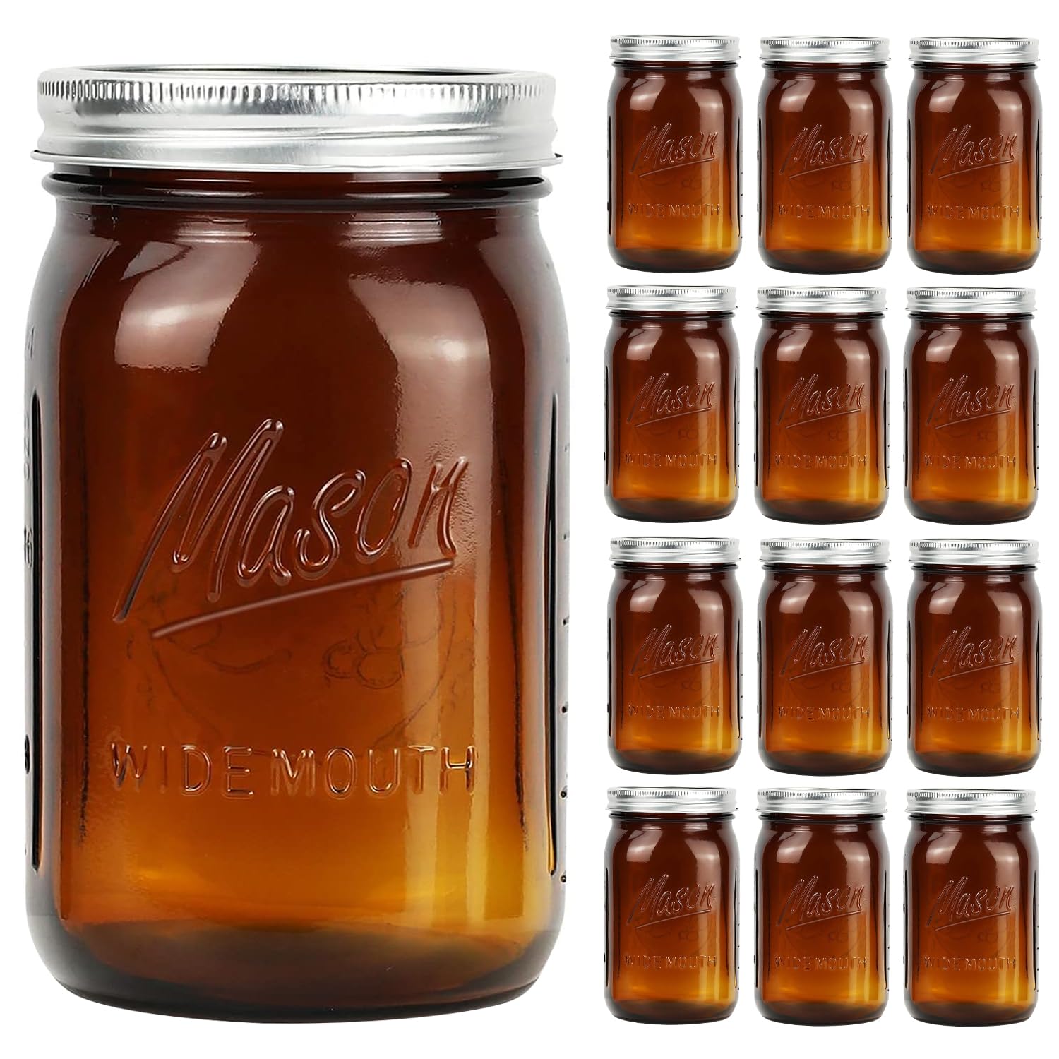 Lukfuu Amber Wide Mouth Jar 32oz for easy filling and long-lasting food storage.