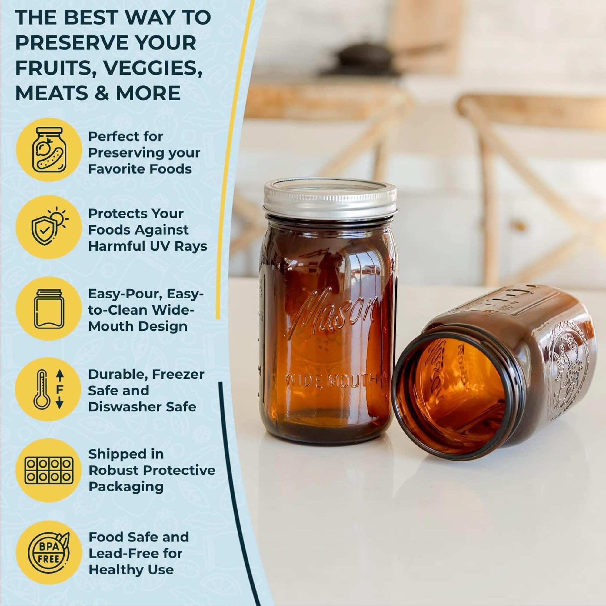 Lukfuu vintage glass canning jar ideal for preserves and DIY projects.