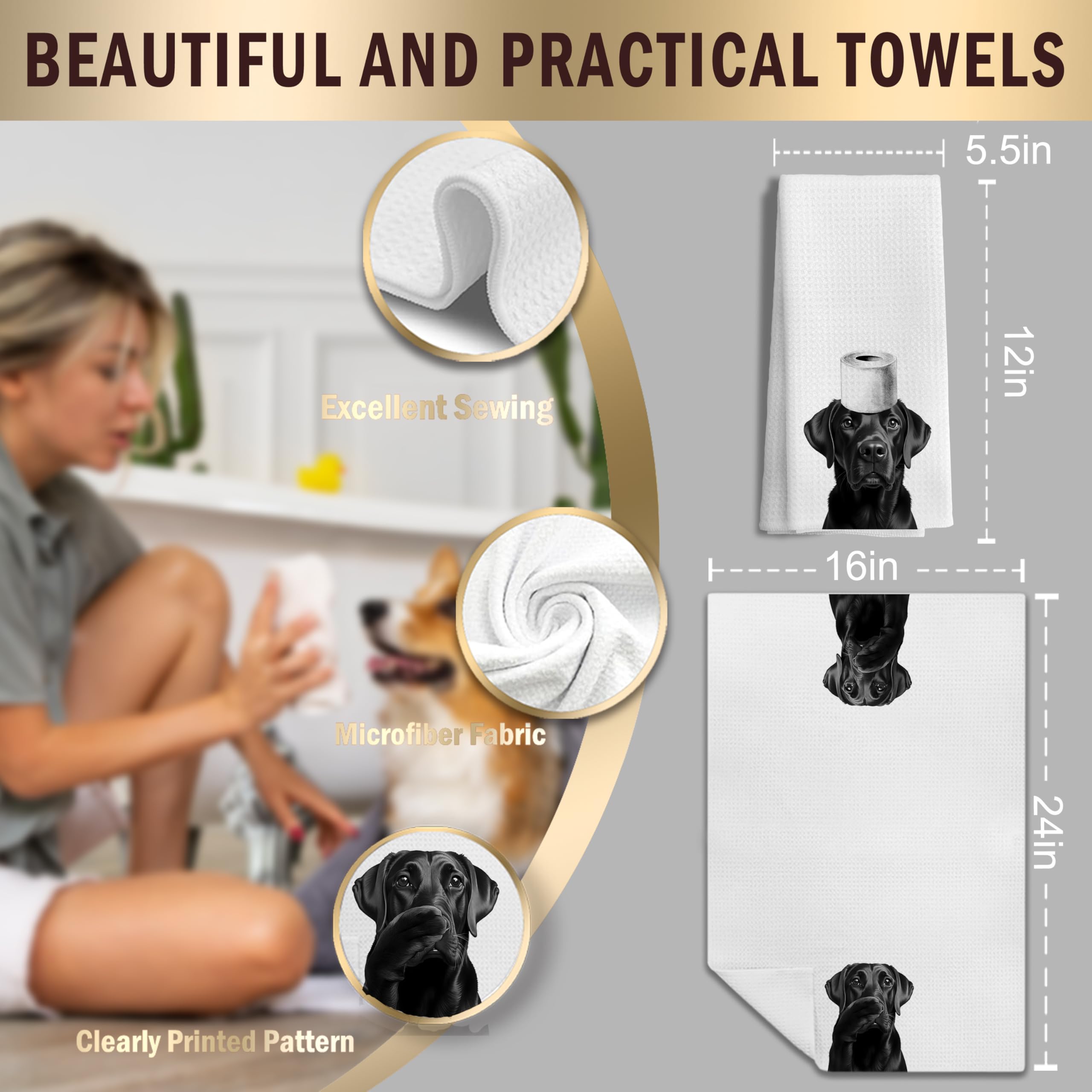 LUKIPOM black lab waffle towel enhances kitchen and dining spaces