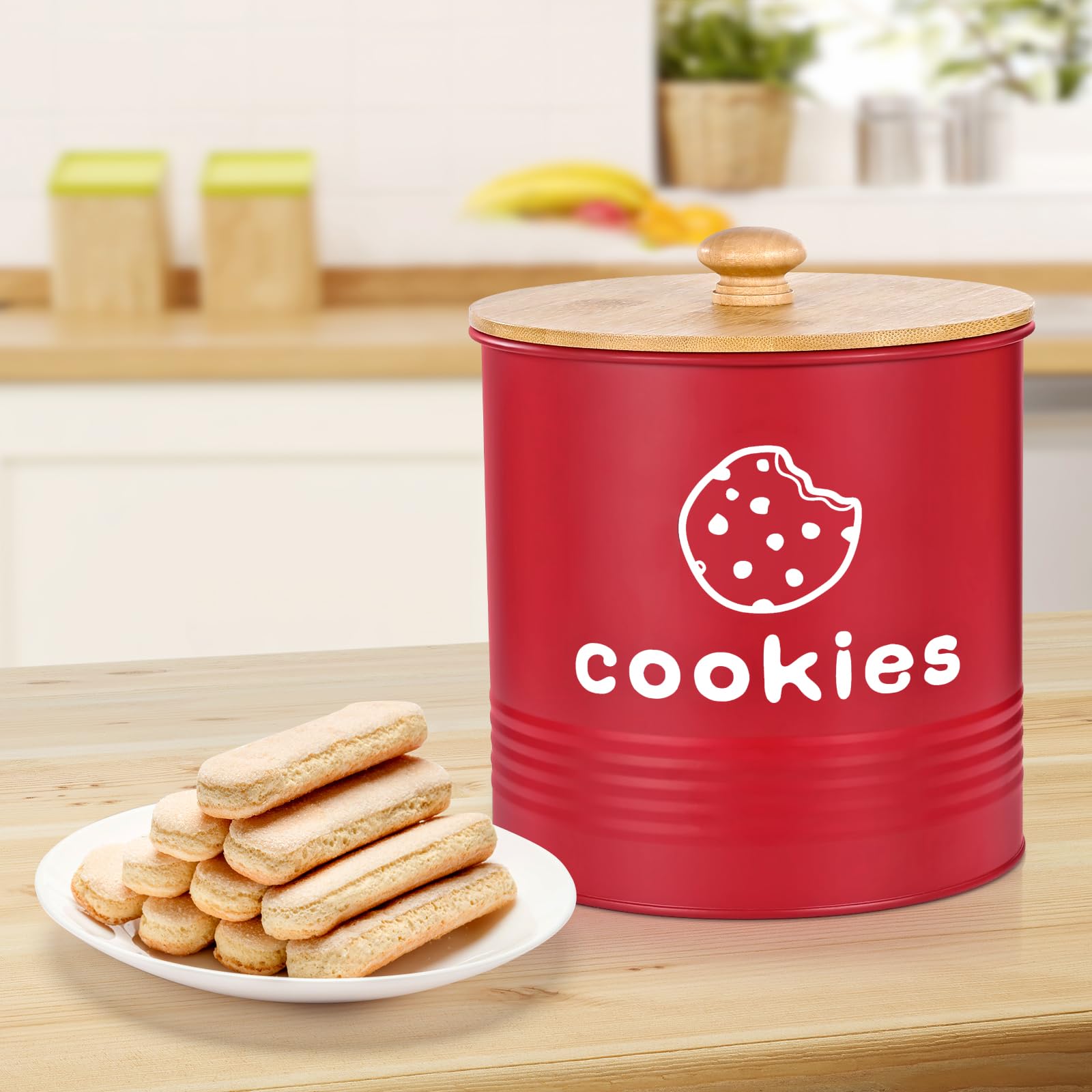 LUKMILEE red jar adds festive Christmas kitchen decor to any table.