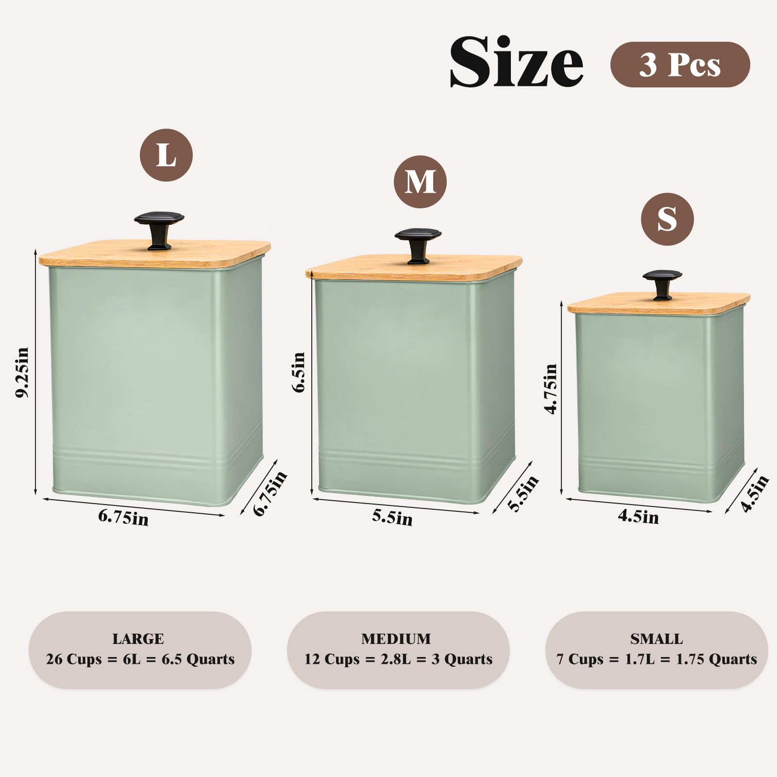 LUKMILEE Saga Green medium sugar canister seals moisture to maintain texture