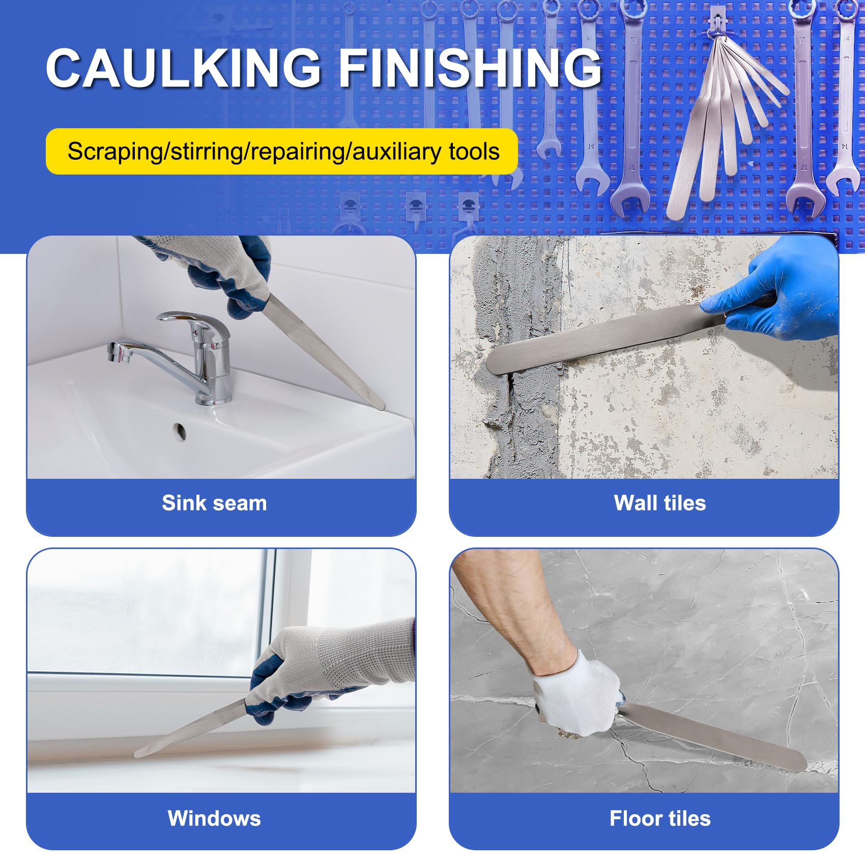 LukPhylia stainless steel caulking tools resist rust for long-lasting use.