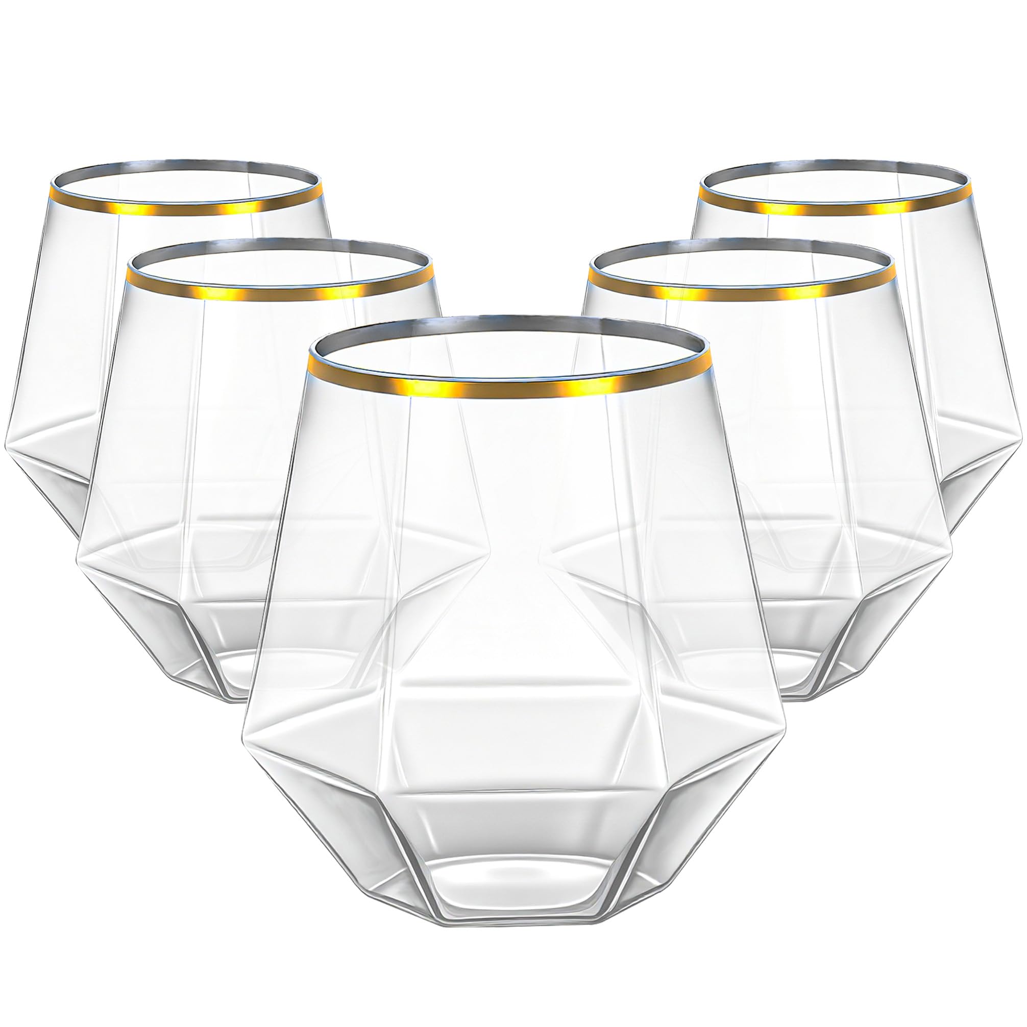 Lullaby gold-rim plastic wine glass 12oz on a wedding table