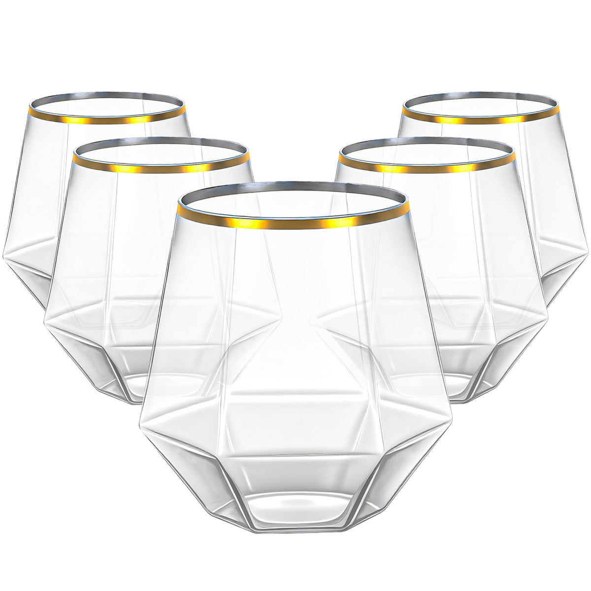 Lullaby gold-rim plastic wine glass 12oz on a wedding table