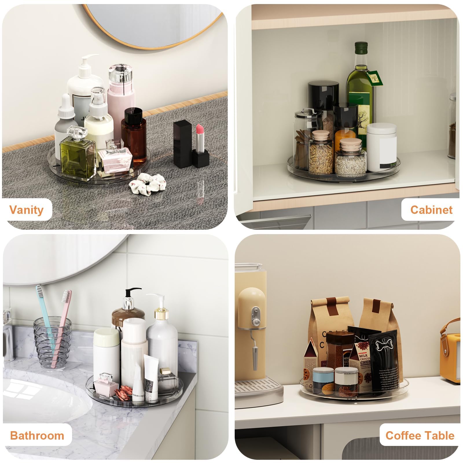 Lulltou durable clear plastic lazy susan for long-lasting use