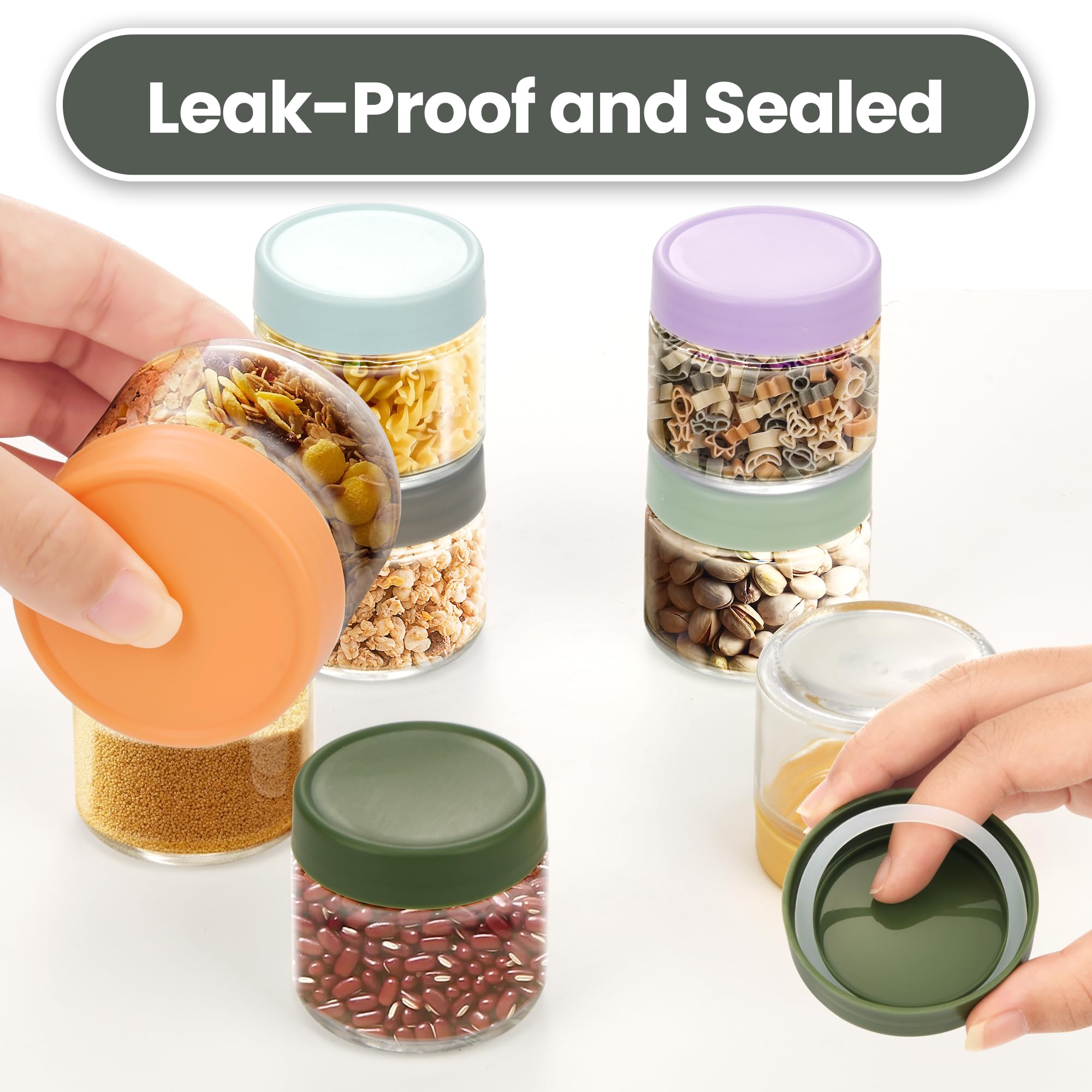 Lulonpon airtight lids with silicone seals for leakproof freshness.