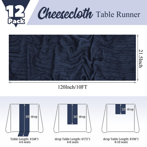 Lumaycens 12-pack navy blue runners ideal for large events and multiple tables.