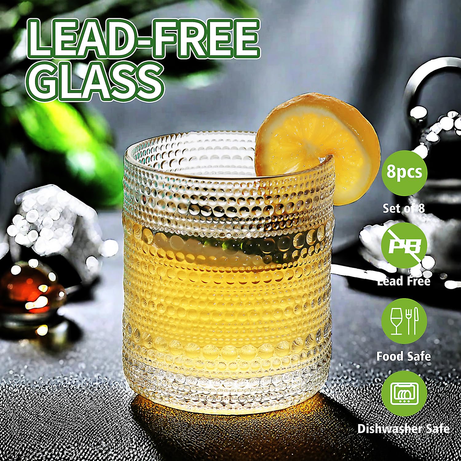 Lumkit vintage hobnail highball 12oz glass ideal for refreshing drinks.